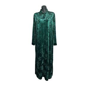 Cinema Etoile Green Floral Velvet Robe Small
